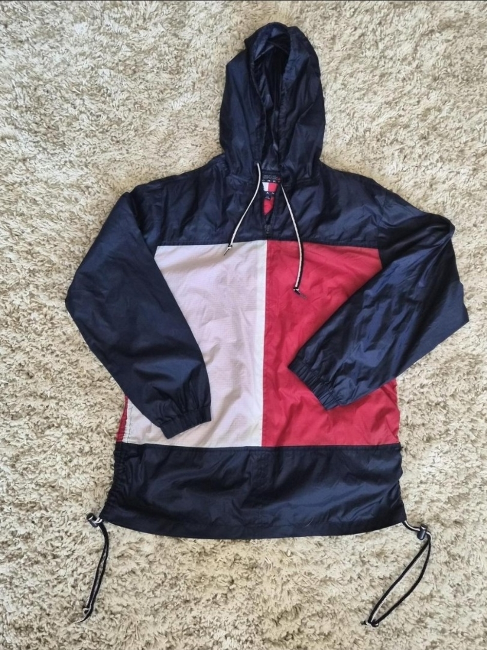 Tommy Hilfiger Red, White & Navy Colorblock Hooded Windbreaker